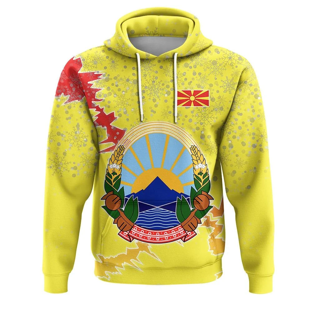 North Macedonia Christmas Hoodie Coat Of Arms X Style RLT7