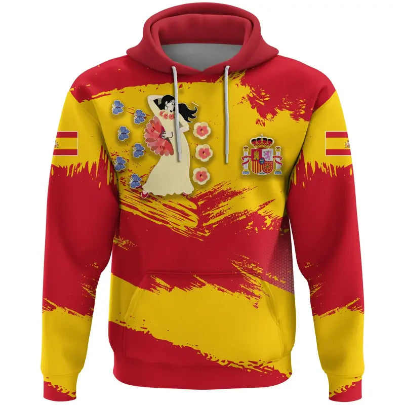 Spain Hoodie Spain Flag Brush RLT12