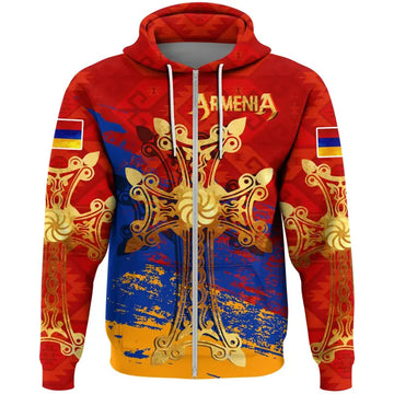 Armenia Khachkar, Armenian Cross Special Zip Hoodie RLT8