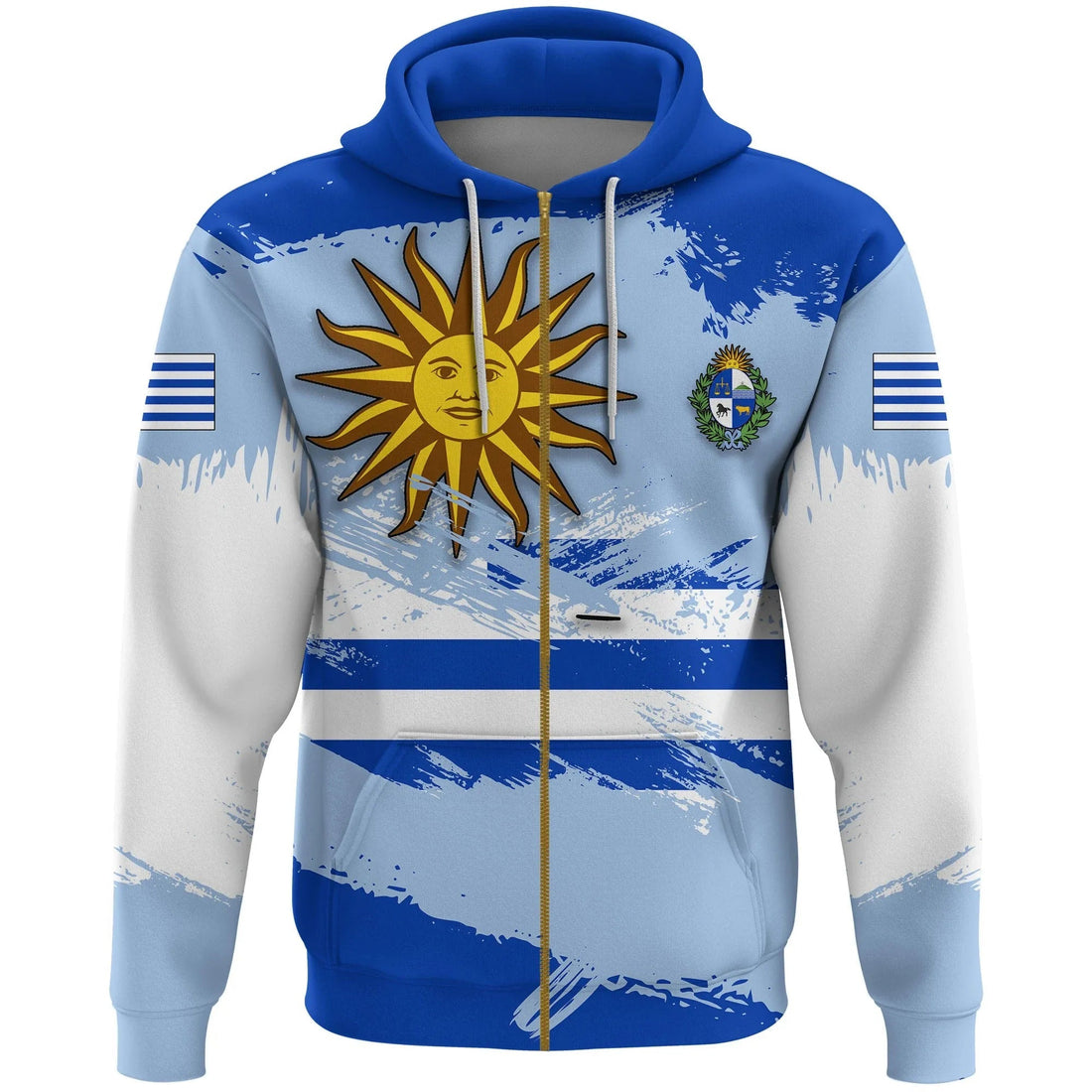 Uruguay Zip Hoodie Uruguay Flag Brush RLT6