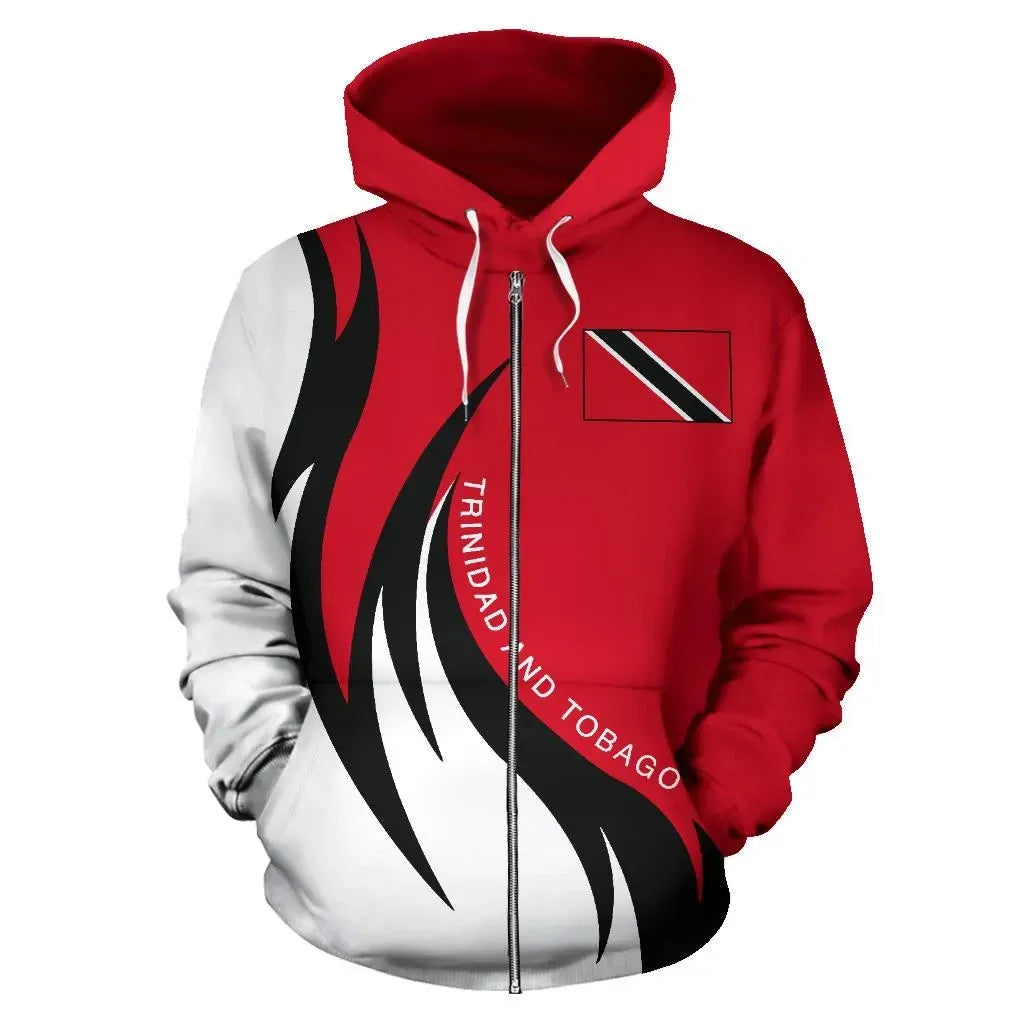 Trinidad and Tobago Hoodie (Zip) Coat Of Arms Fire Style1 RLT6