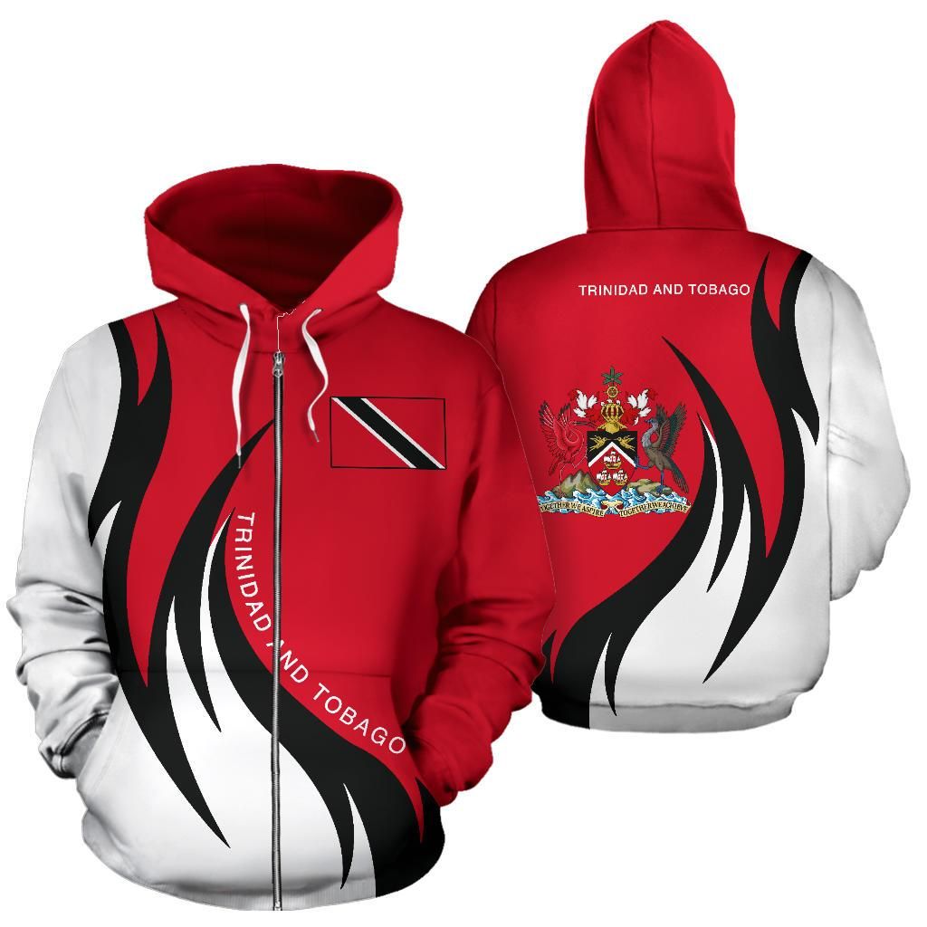 Trinidad and Tobago Hoodie (Zip) Coat Of Arms Fire Style1 RLT6