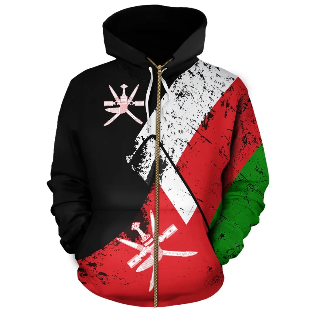 Oman Hoodie Zipper Special Grunge Flag RLT13