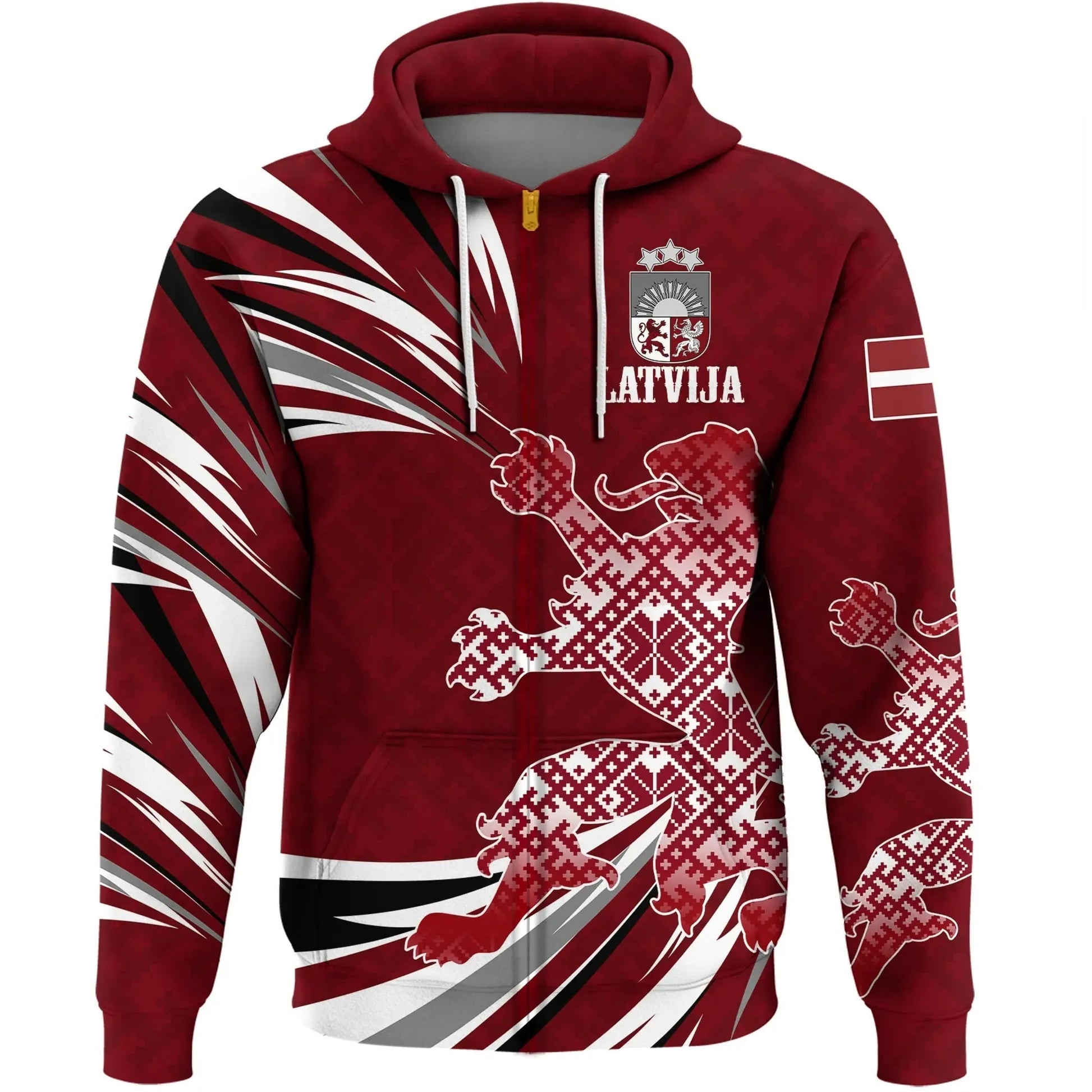 Latvia The Latvian Lion Zip Hoodie RLT6