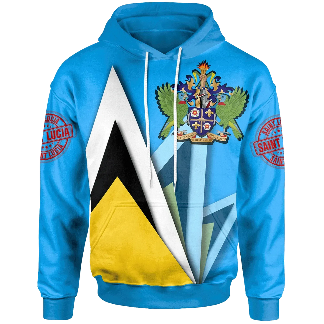 Saint Lucia Hoodie Flag With Coat Of Arms RLT6