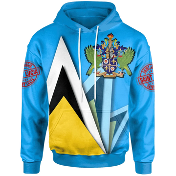 Saint Lucia Hoodie Flag With Coat Of Arms RLT6