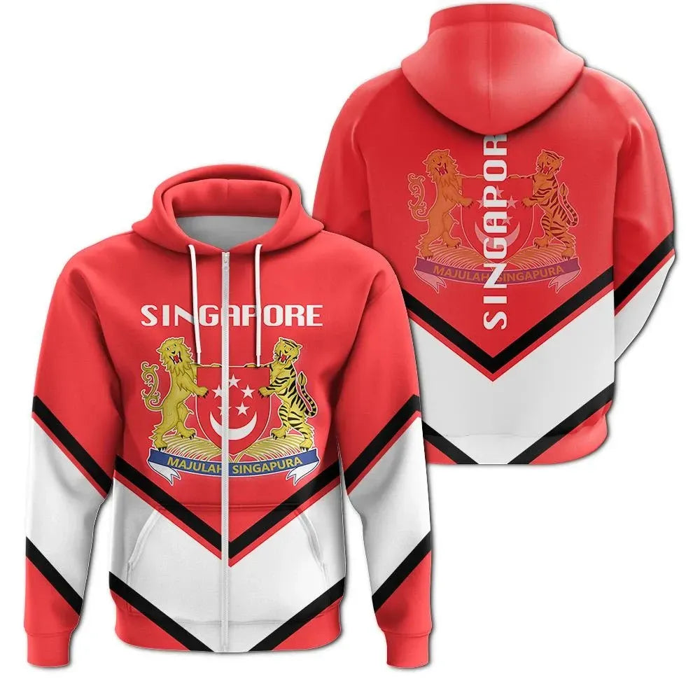 Singapore Zip Hoodie Coat Of Arms Lucian Style RLT13