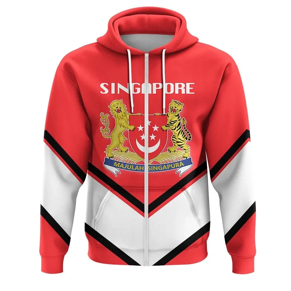 Singapore Zip Hoodie Coat Of Arms Lucian Style RLT13