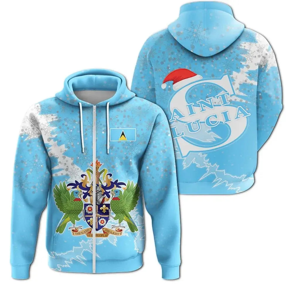 Saint Lucia Christmas Zip Up Hoodie Coat Of Arms X Style8 RLT6