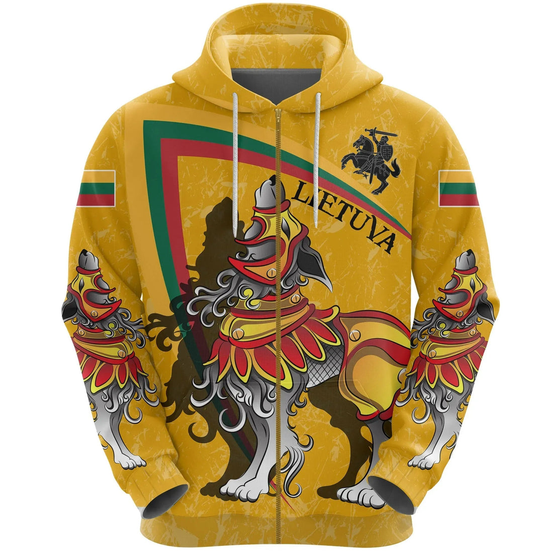 (Lietuva) Lithuania Zipper Hoodie Lithuanian Iron Wolf RLT6