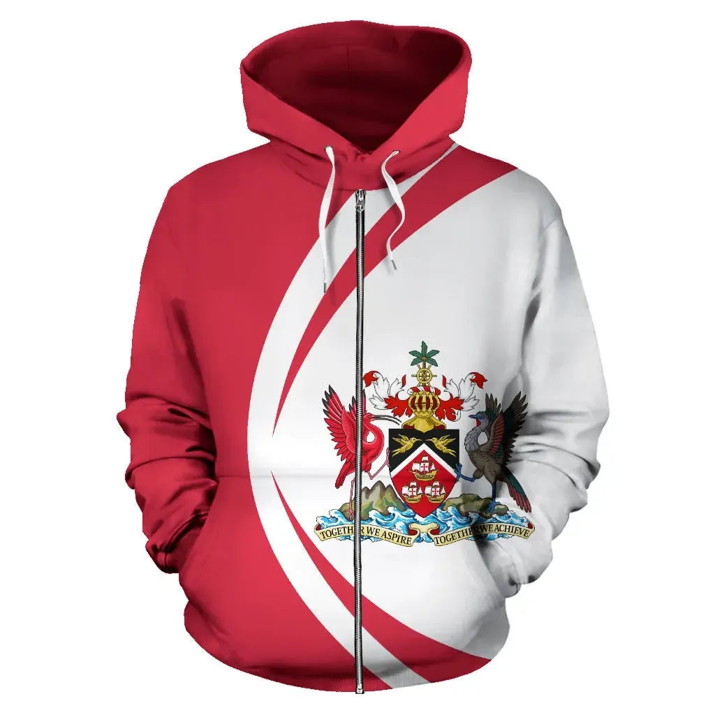 Trinidad and Tobago Zip Up Hoodie Coat Of Arms Circle Style RLT6