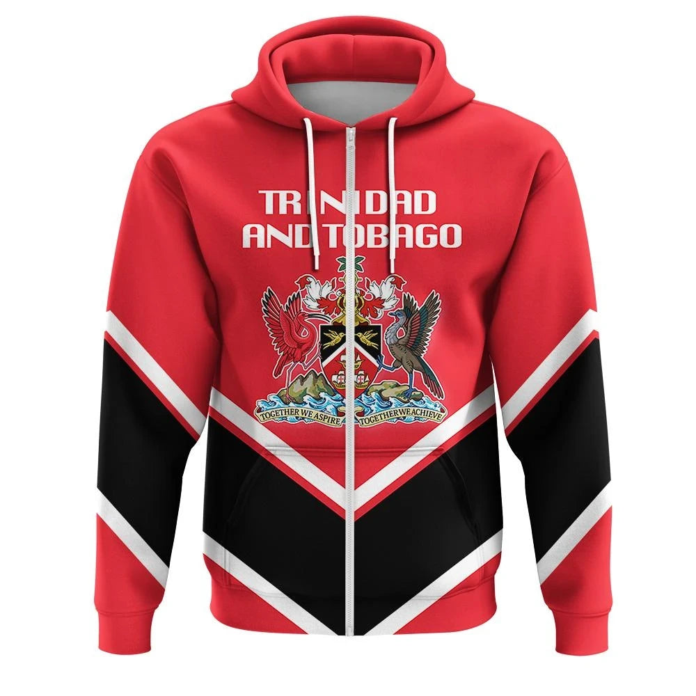 Trinidad and Tobago Zip Hoodie Coat Of Arms Lucian Style RLT6