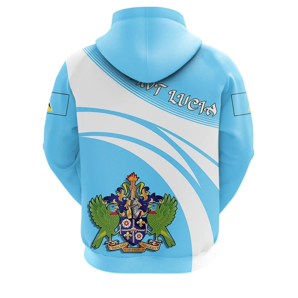 Saint Lucia Zip Hoodie Coat Of Arms Cricket Style RLT6