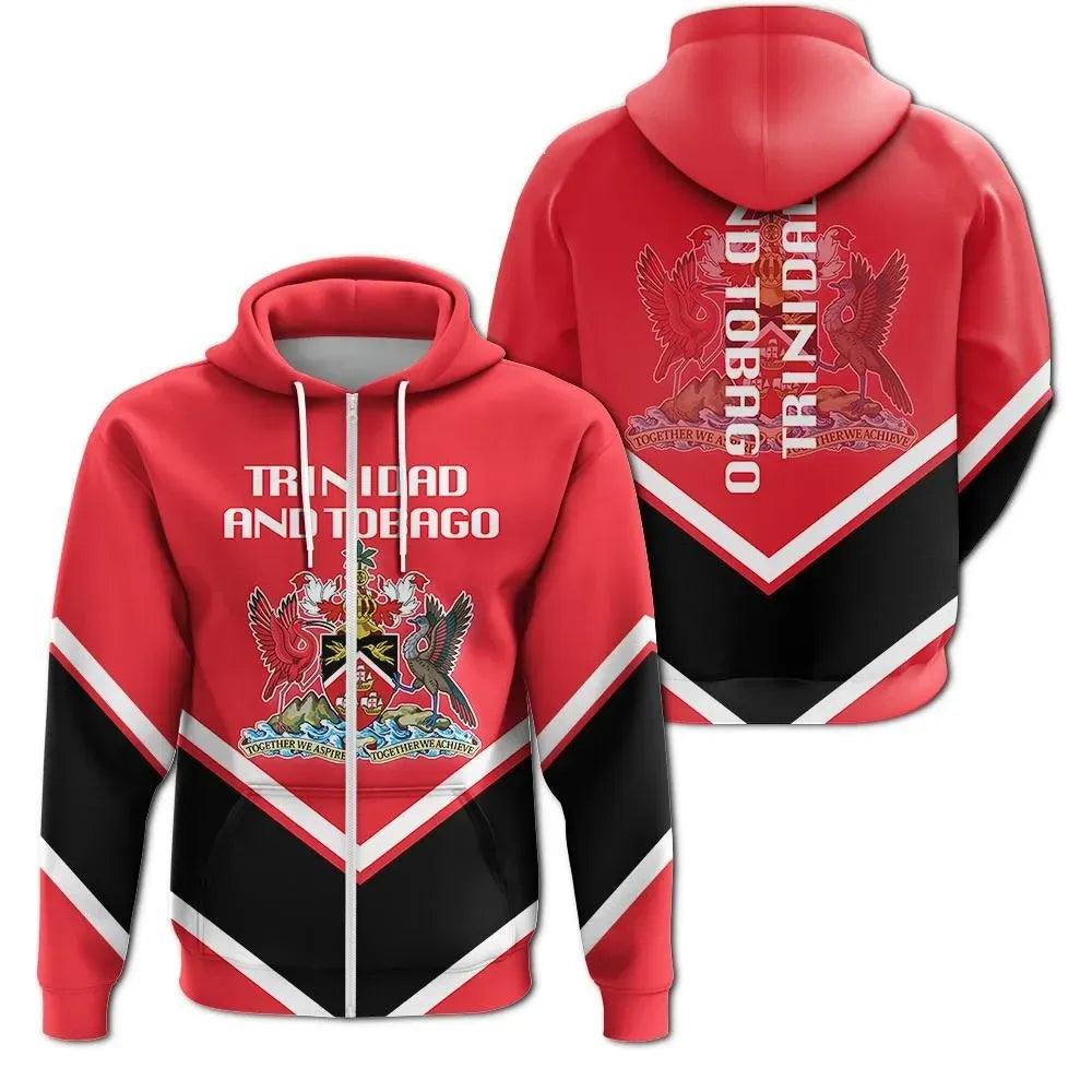 Trinidad and Tobago Zip Hoodie Coat Of Arms Lucian Style RLT6