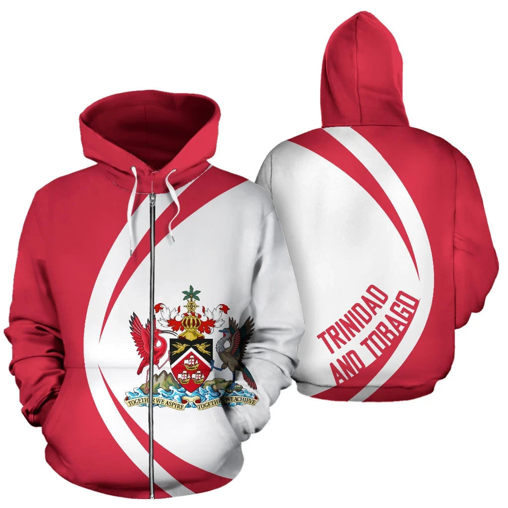 Trinidad and Tobago Zip Up Hoodie Coat Of Arms Circle Style RLT6