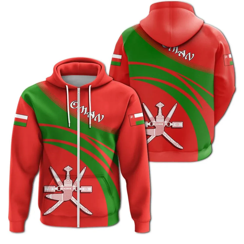 Oman Zip Hoodie Coat Of Arms Cricket Style RLT13