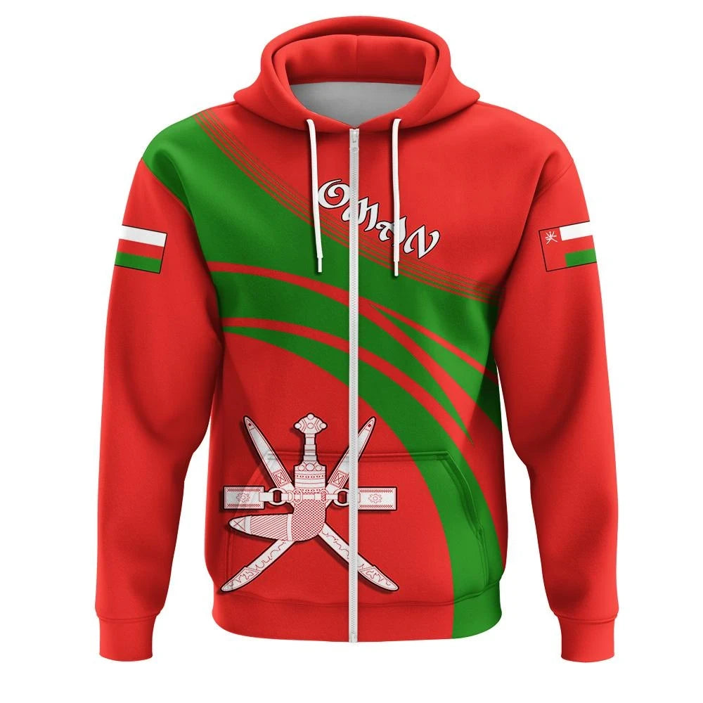 Oman Zip Hoodie Coat Of Arms Cricket Style RLT13