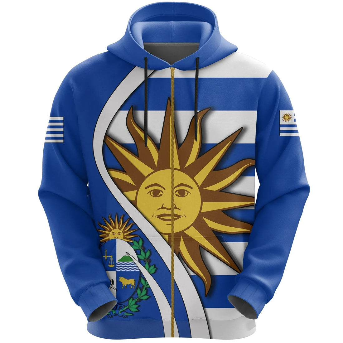 Uruguay All Over Zip Hoodie Flag Coat Of Arms RLT6