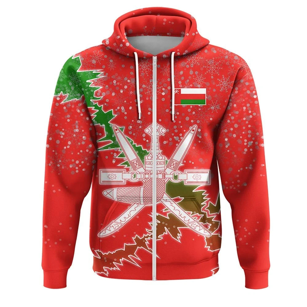 Christmas Oman Zip Up Hoodie Coat Of Arms X Style RLT13