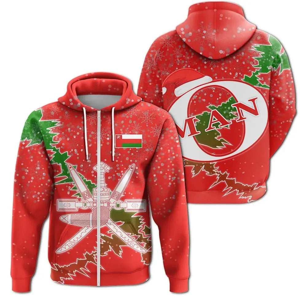 Christmas Oman Zip Up Hoodie Coat Of Arms X Style RLT13