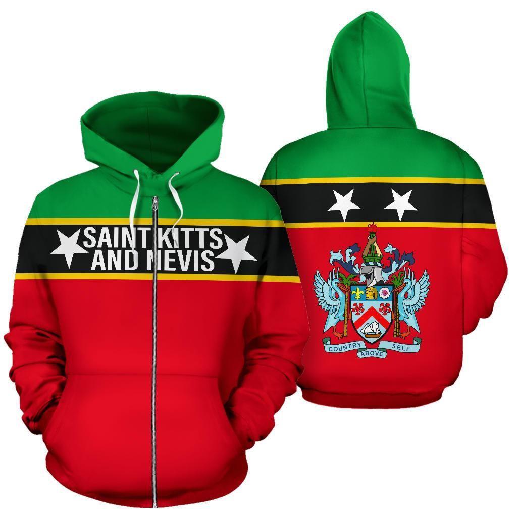 Saint Kitts and Nevis All Over Zip Up Hoodie Horizontal Style RLT6