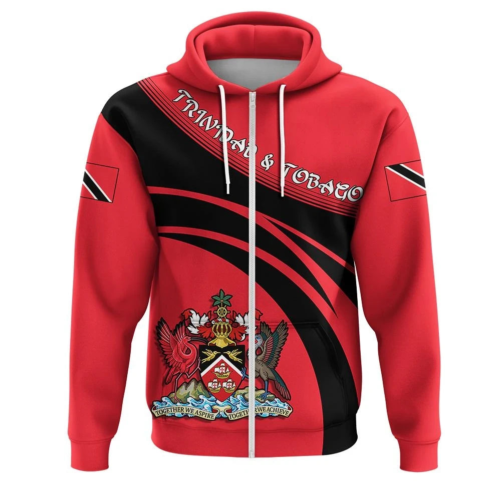 Trinidad and Tobago Zip Hoodie Coat Of Arms Cricket Style RLT6