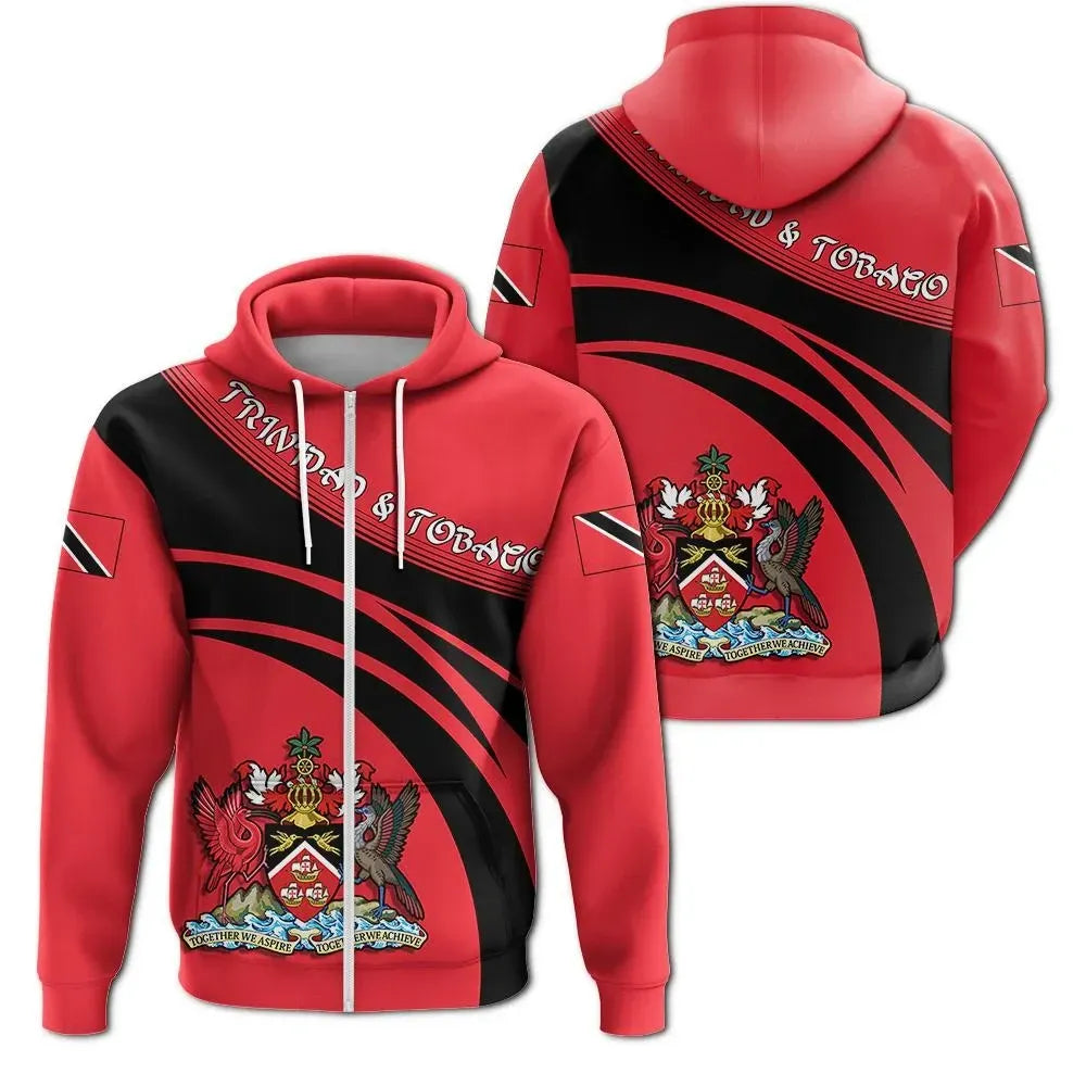 Trinidad and Tobago Zip Hoodie Coat Of Arms Cricket Style RLT6