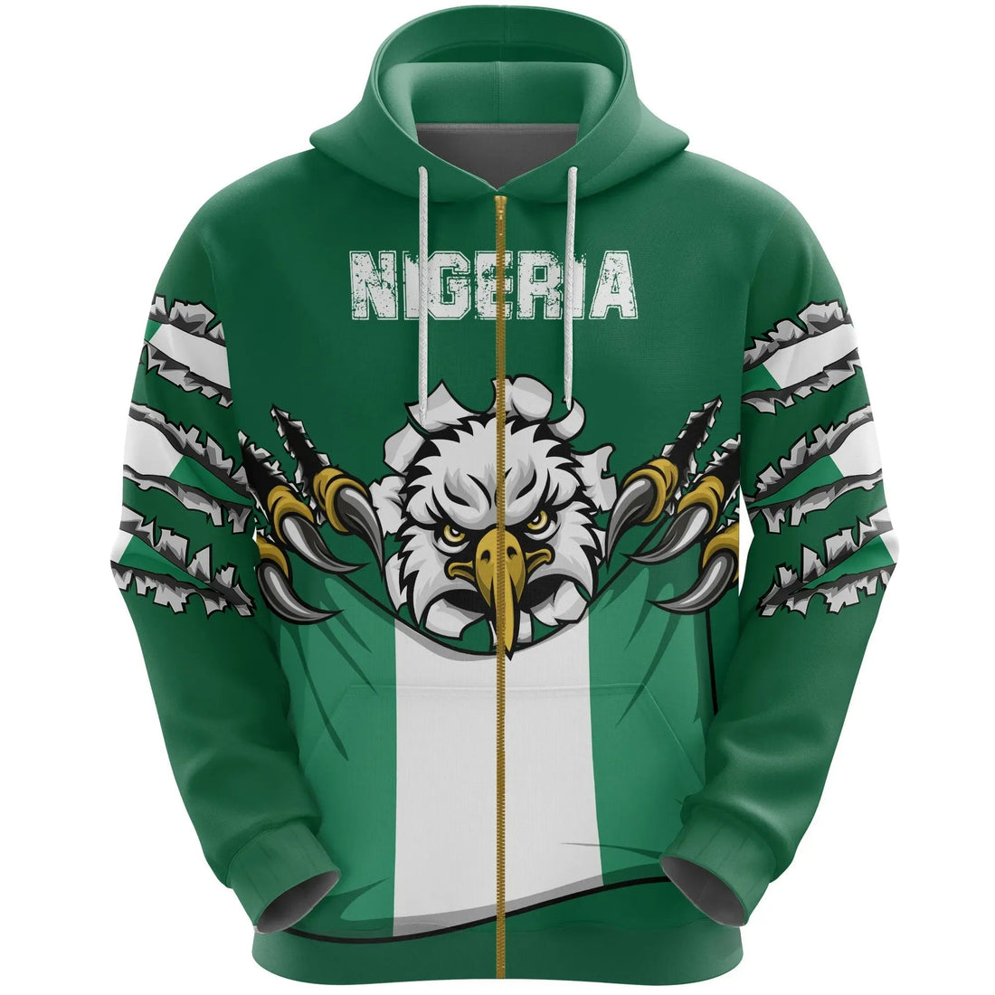 Nigeria Zipper Hoodie National Eagle RLT8