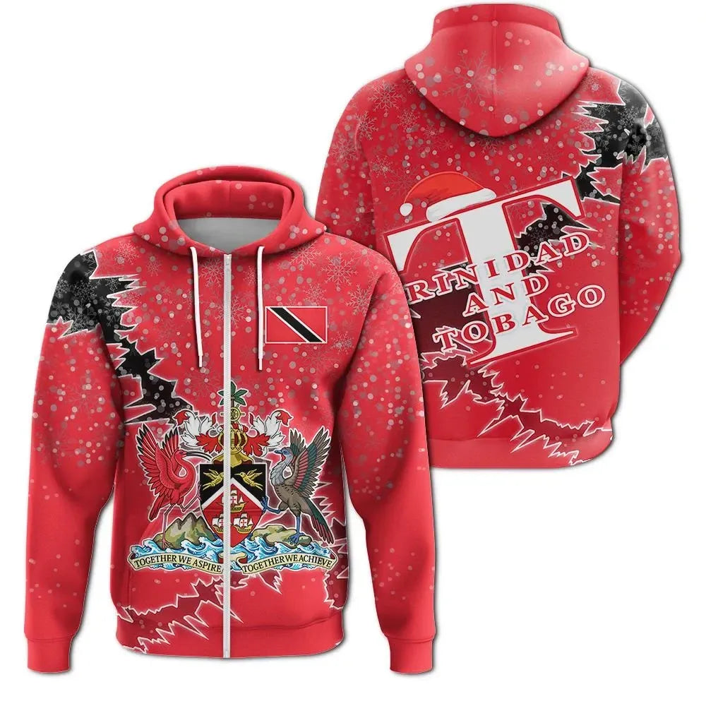 Trinidad and Tobago Christmas Zip Up Hoodie Coat Of Arms X Style8 RLT6