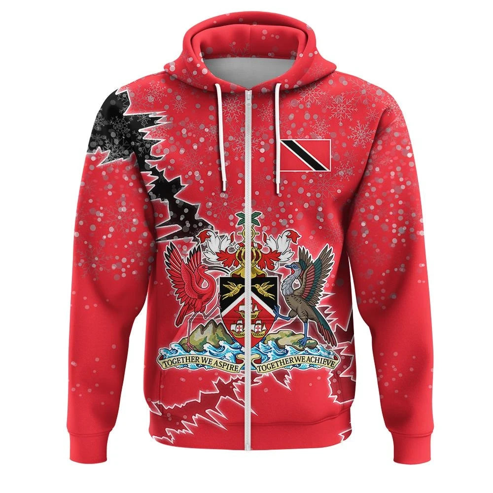 Trinidad and Tobago Christmas Zip Up Hoodie Coat Of Arms X Style8 RLT6