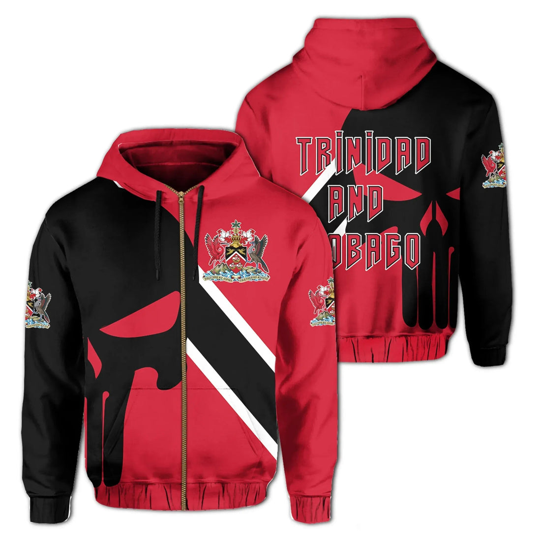 Trinidad and Tobago Zipper Hoodie Skullcap Style RLT6