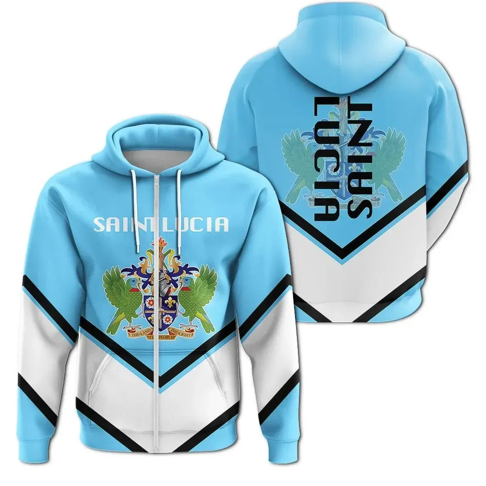 Saint Lucia Zip Hoodie Coat Of Arms Lucian Style RLT6