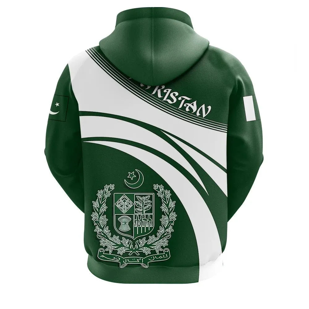 Pakistan Zip Hoodie Coat Of Arms Cricket Style RLT13