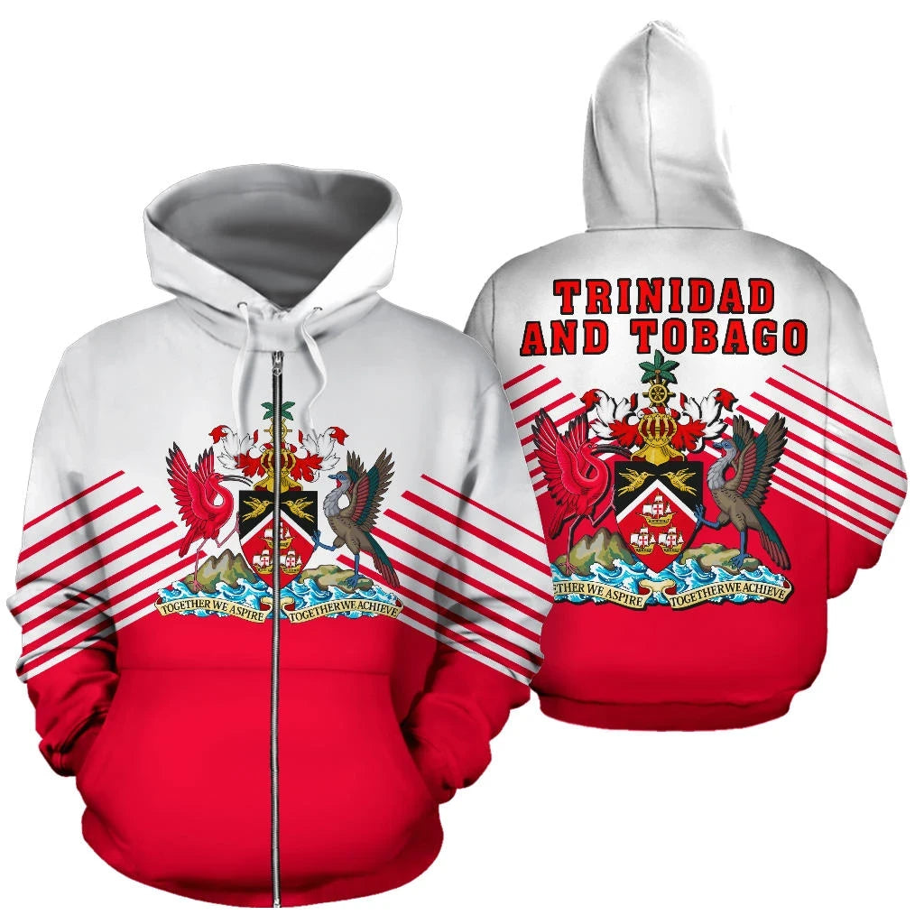 Trinidad and Tobago Zip Up Hoodie Stripes Style RLT6