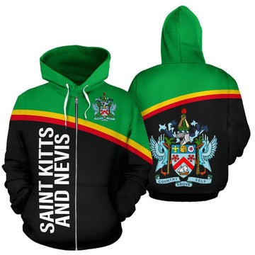Saint Kitts and Nevis All Over Zip Up Hoodie RLT6