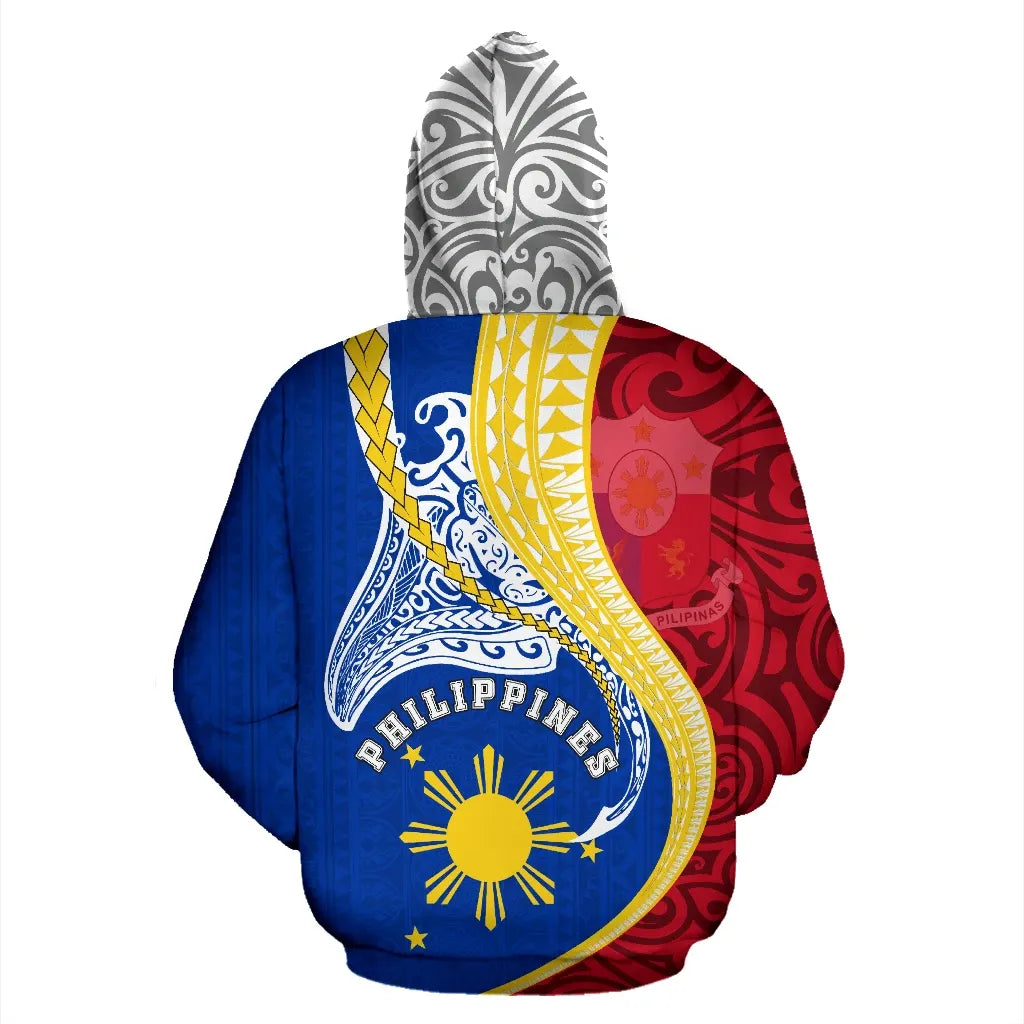 Philippines Zip Up Hoodie Manta Polynesian RLT6