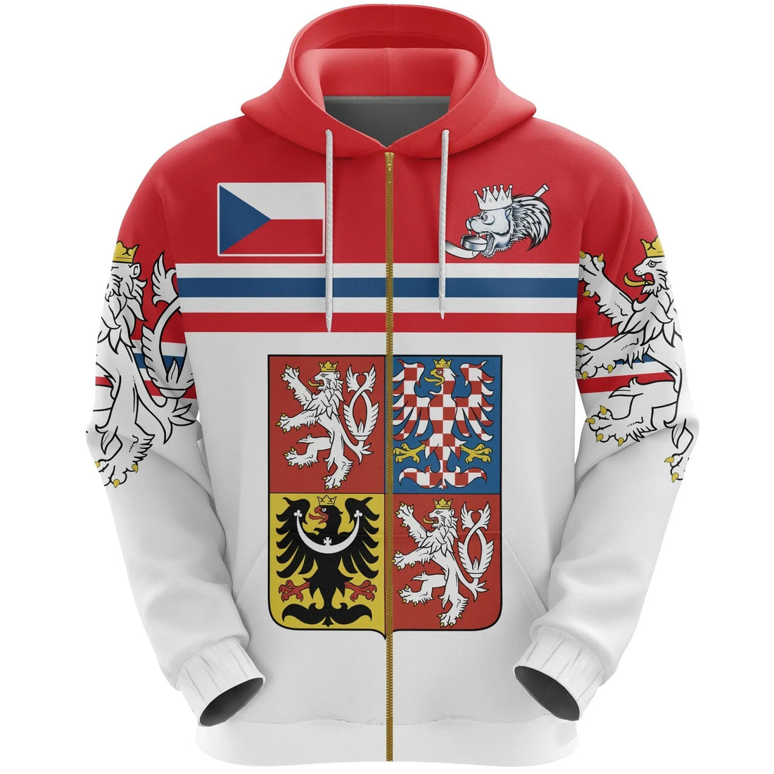 Czech Republic Hockey Hoodie Hockey Lion (Zip) RLT13