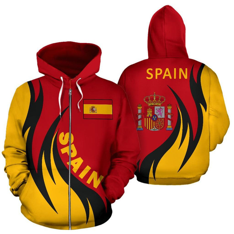 Spain Hoodie Zip Coat Of Arms Fire Style RLT12
