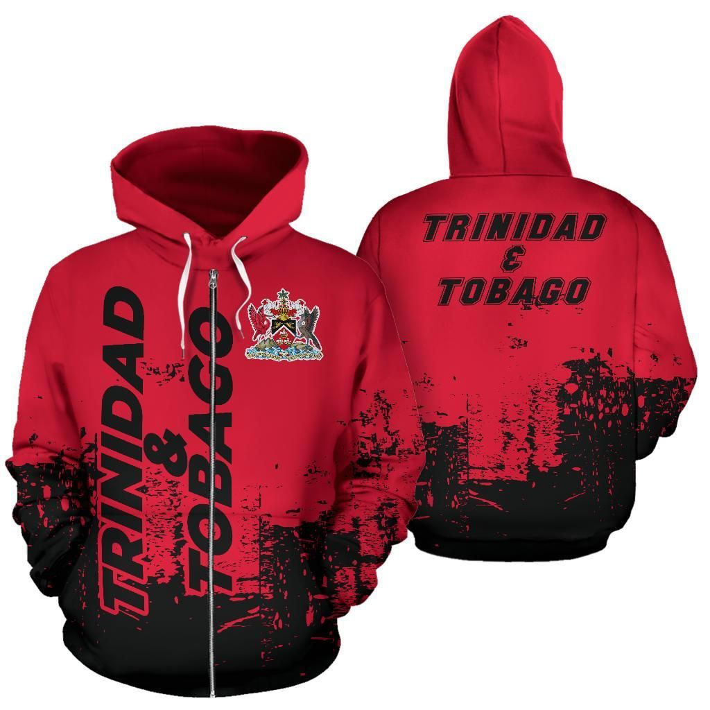 Trinidad and Tobago All Over Zip Up Hoodie Smudge Style RLT6