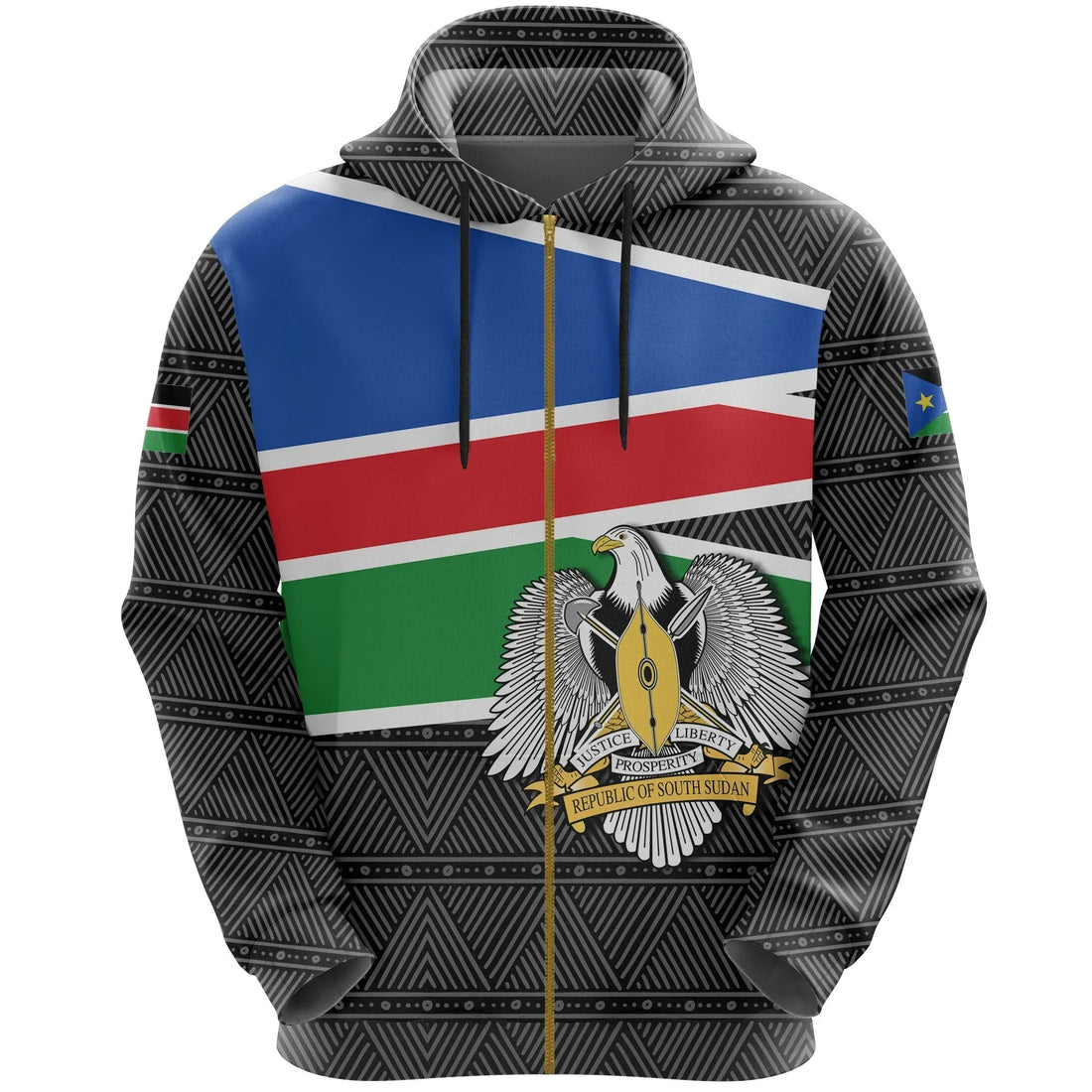 South Sudan All Over Zip Hoodie Flag Coat Of Arms RLT8