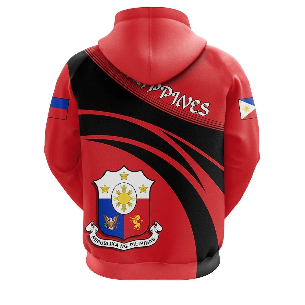 Philippines Zip Hoodie Coat Of Arms Cricket Style RLT6