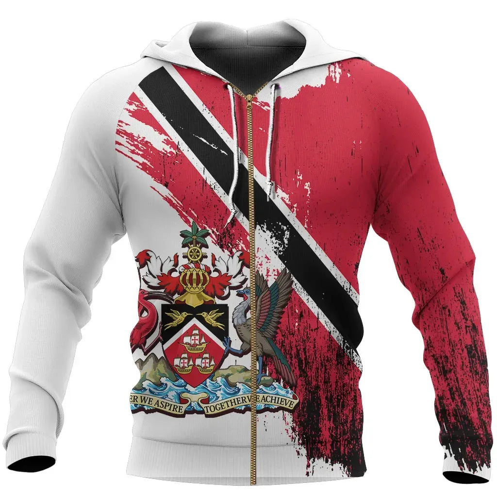 Trinidad and Tobago Zipper Hoodie Stains Style RLT6