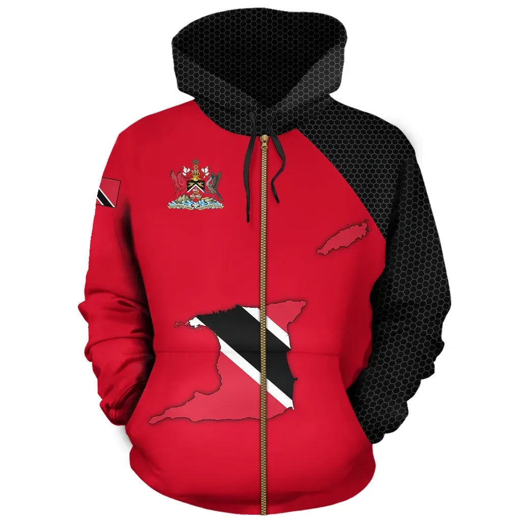 Trinidad and Tobago Map Zip Hoodie RLT6