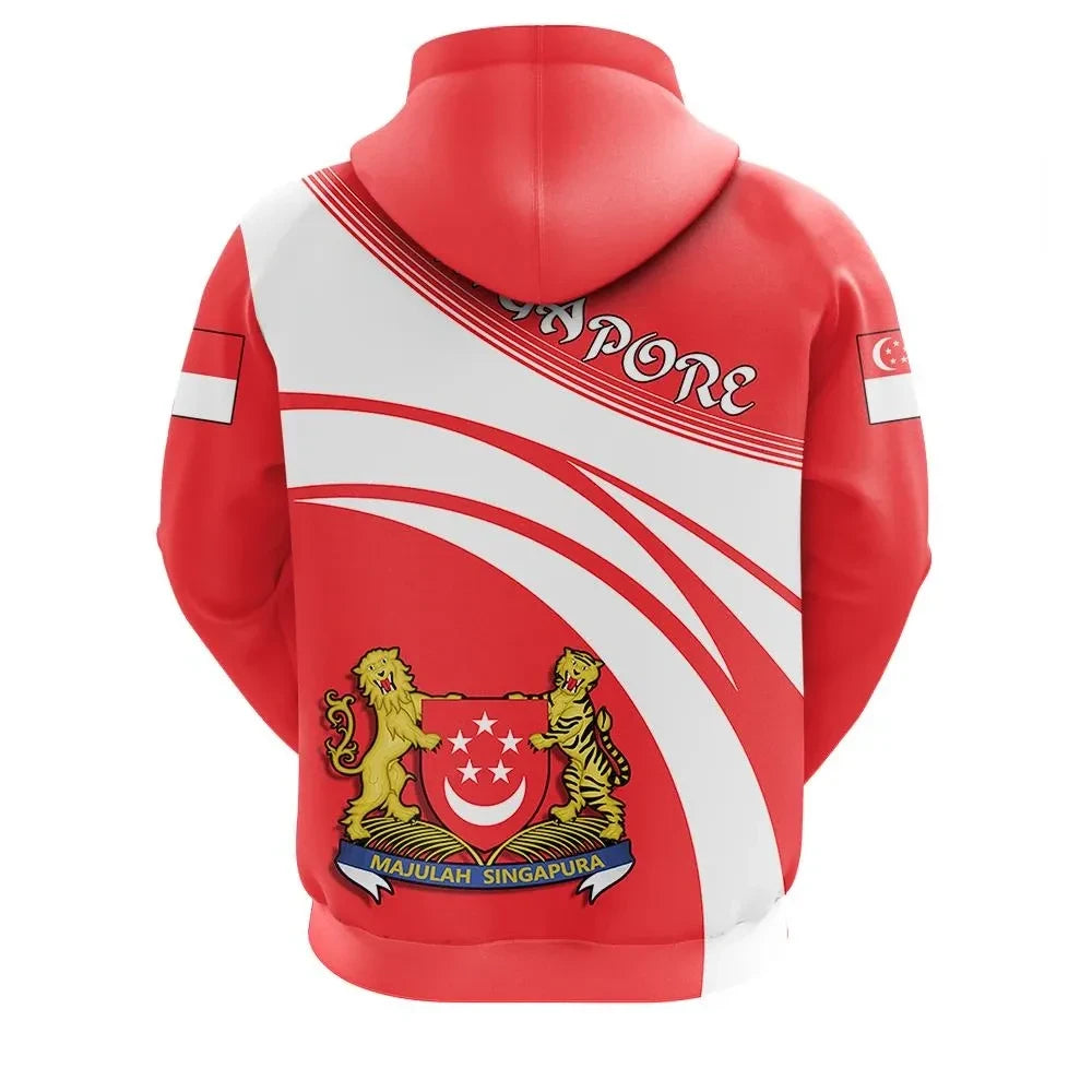 Singapore Zip Hoodie Coat Of Arms Cricket Style RLT13