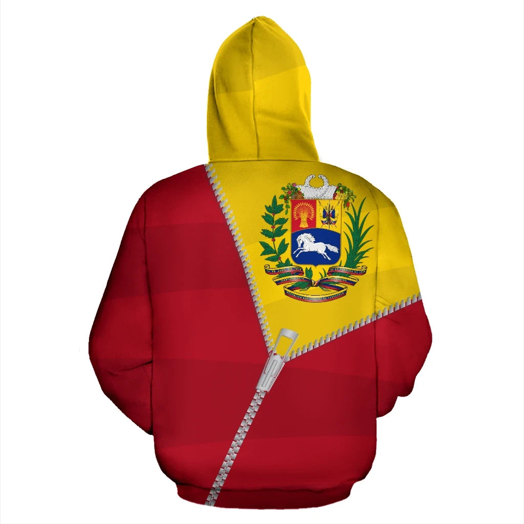 Venezuela Hoodie Curve Zipper Style Red RLT7