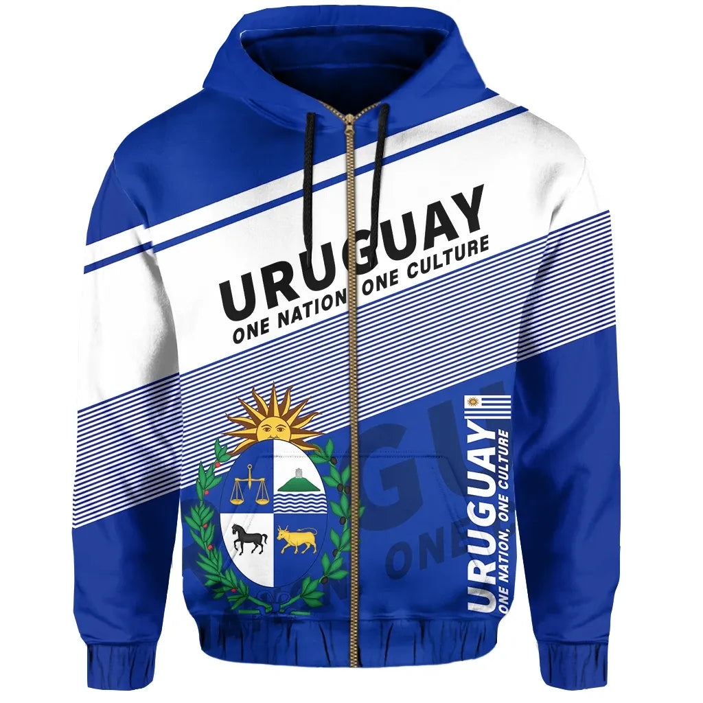 Uruguay Zipper Hoodie Flag Motto Limited Style RLT6