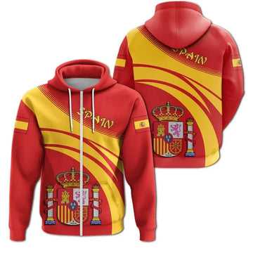 Spain Zip Hoodie Coat Of Arms Cricket Style RLT12