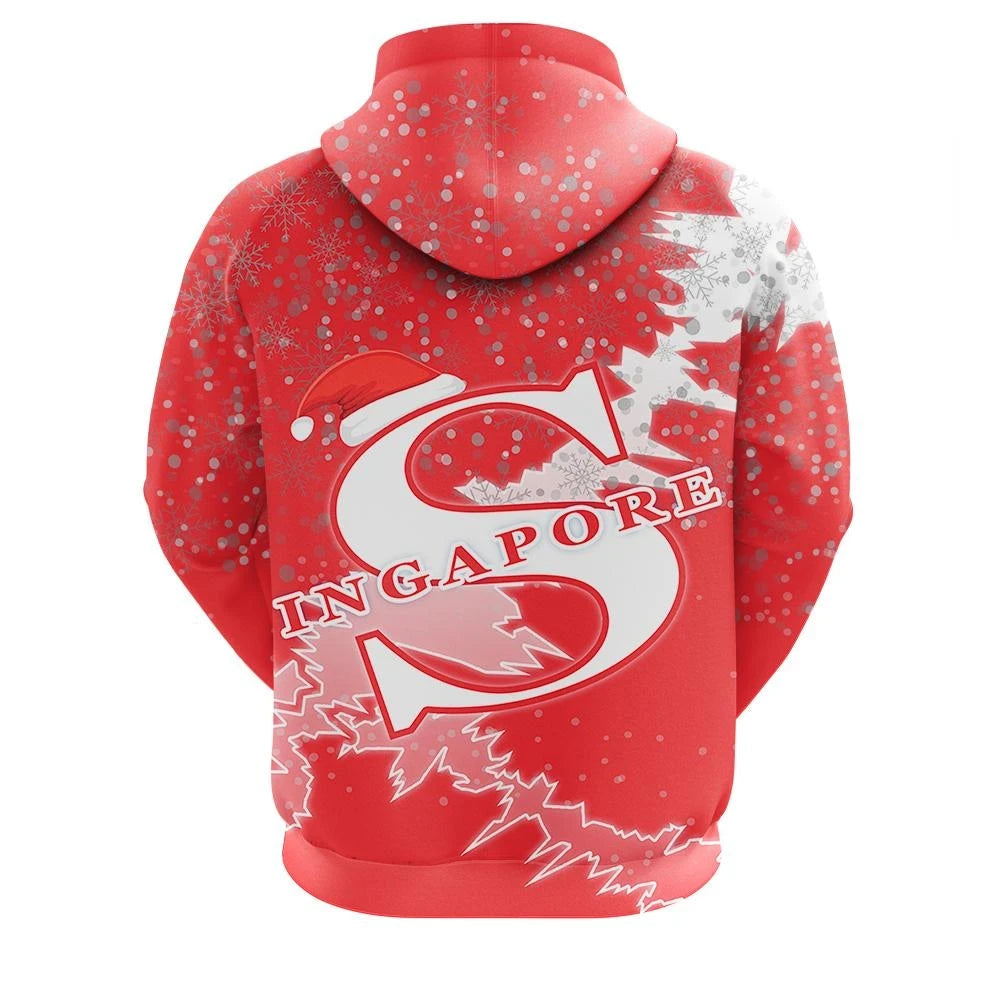 Singapore Christmas Zip Up Hoodie Coat Of Arms X Style RLT13