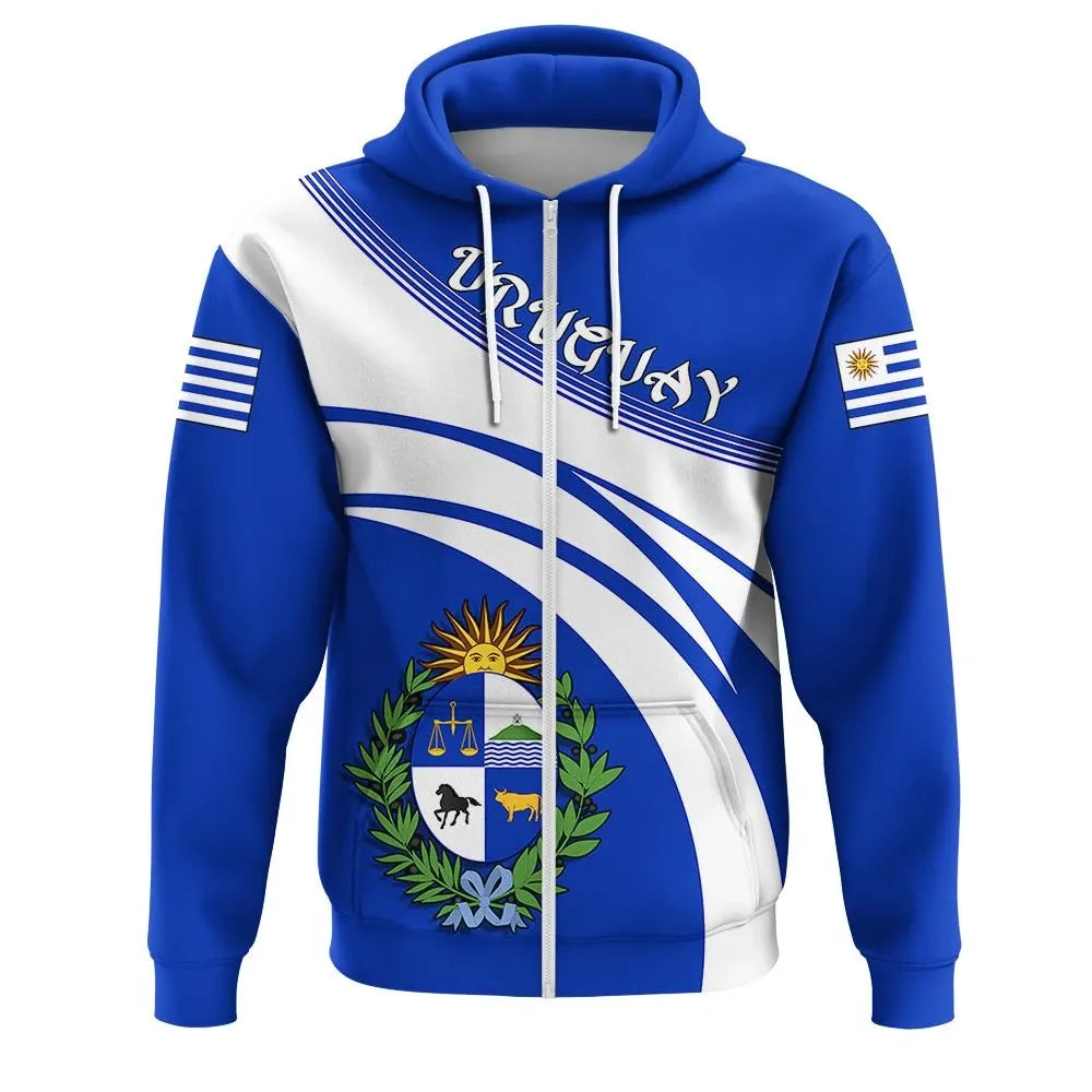 Uruguay Zip Hoodie Coat Of Arms Cricket Style RLT6