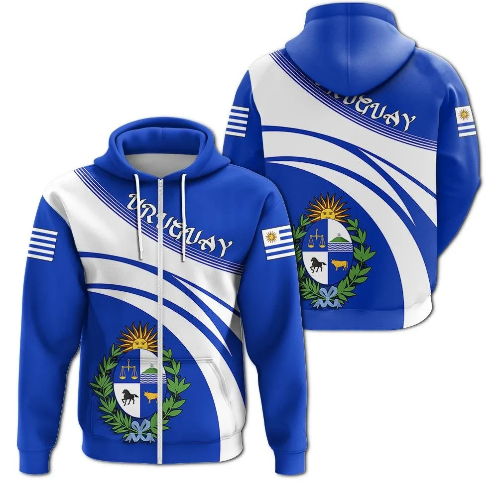 Uruguay Zip Hoodie Coat Of Arms Cricket Style RLT6
